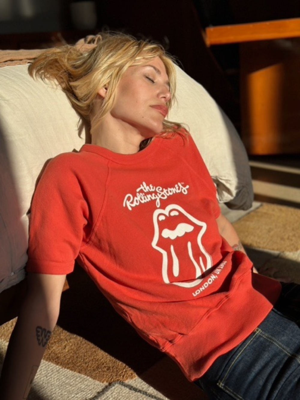 Rolling Stones Raglan tee in ketchup